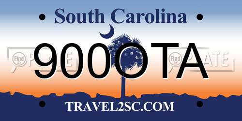 900OTA South Carolina License Plate