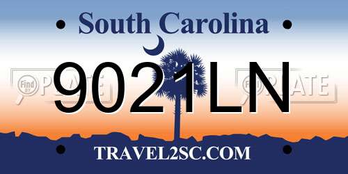 9021LN South Carolina License Plate