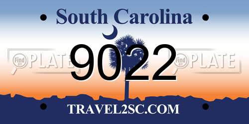 9022 South Carolina License Plate