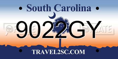 9022GY South Carolina License Plate