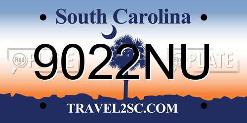 9022NU South Carolina License Plate