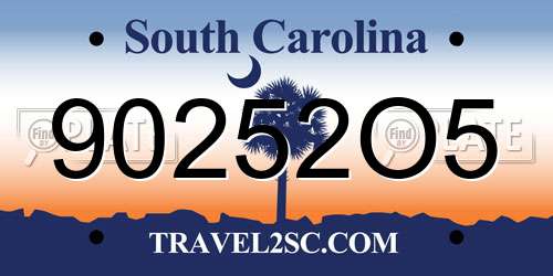 90252O5 South Carolina License Plate