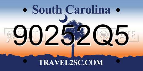 90252Q5 South Carolina License Plate