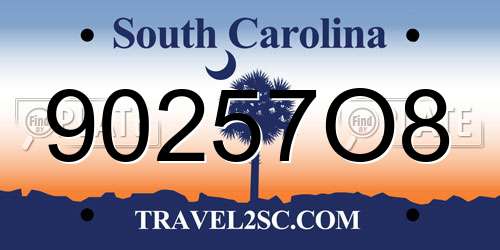90257O8 South Carolina License Plate