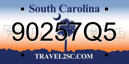 90257Q5 South Carolina License Plate