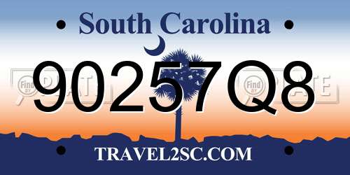 90257Q8 South Carolina License Plate