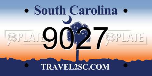 9027 South Carolina License Plate