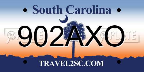 902AXO South Carolina License Plate