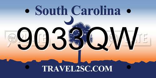 9033QW South Carolina License Plate