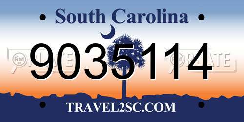 9035114 South Carolina License Plate