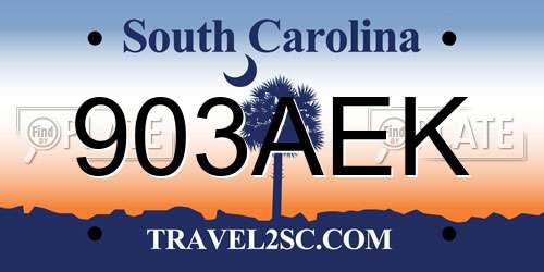 903AEK South Carolina License Plate