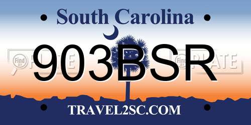 903BSR South Carolina License Plate