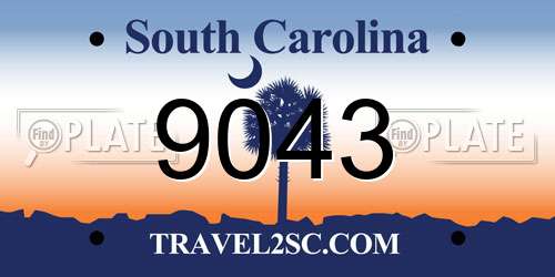 9043 South Carolina License Plate