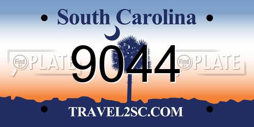 9044 South Carolina License Plate