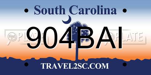 904BAI South Carolina License Plate