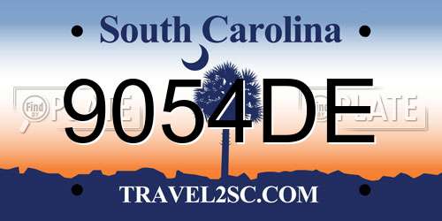 9054DE South Carolina License Plate