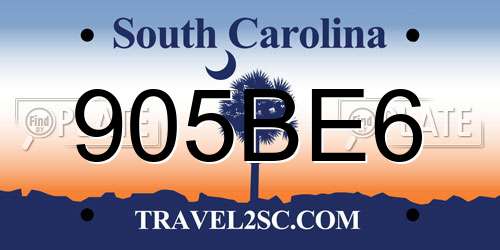 905BE6 South Carolina License Plate