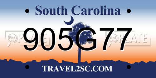 905G77 South Carolina License Plate