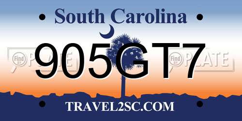 905GT7 South Carolina License Plate