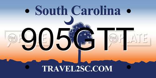 905GTT South Carolina License Plate