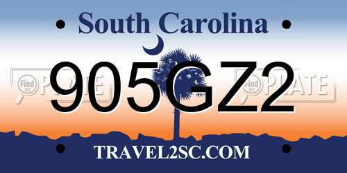 905GZ2 South Carolina License Plate