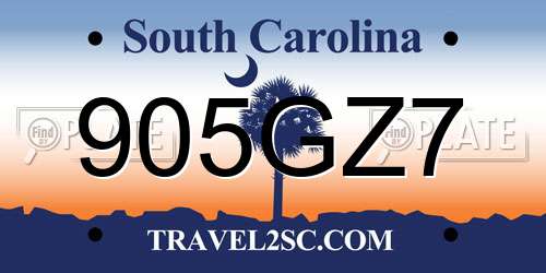 905GZ7 South Carolina License Plate
