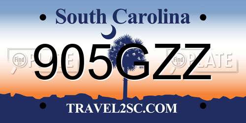 905GZZ South Carolina License Plate