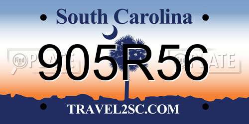 905R56 South Carolina License Plate