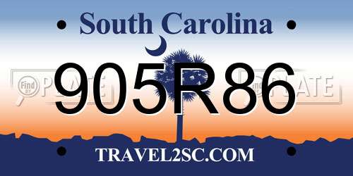 905R86 South Carolina License Plate
