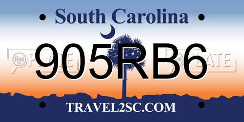 905RB6 South Carolina License Plate