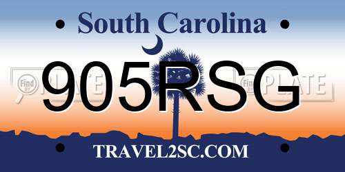 905RSG South Carolina License Plate