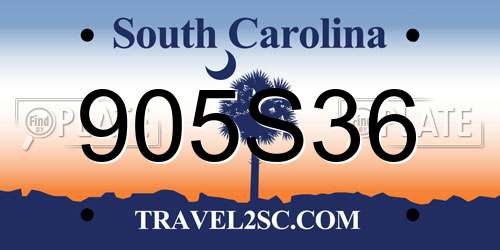 905S36 South Carolina License Plate