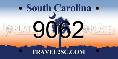 9062 South Carolina License Plate