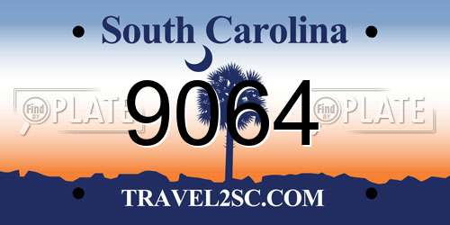 9064 South Carolina License Plate