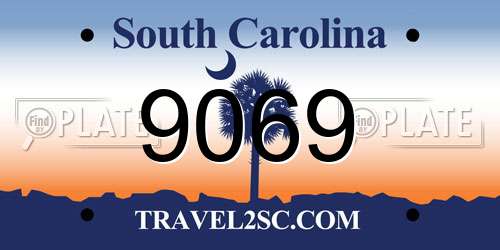 9069 South Carolina License Plate