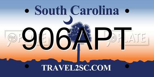 906APT South Carolina License Plate