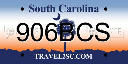 906BCS South Carolina License Plate
