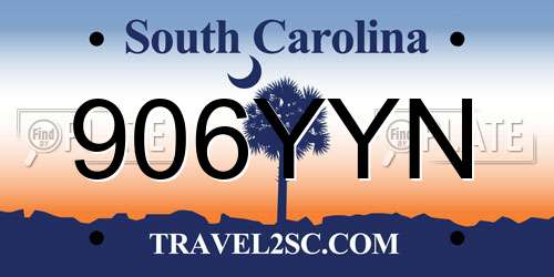 906YYN South Carolina License Plate