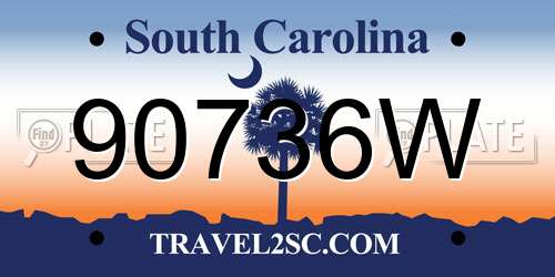 90736W South Carolina License Plate