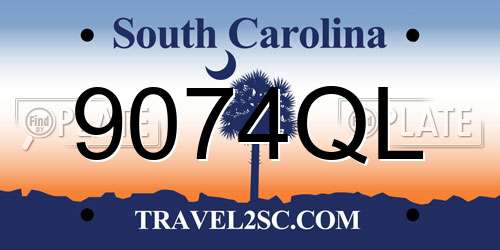 9074QL South Carolina License Plate