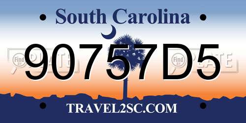 90757D5 South Carolina License Plate