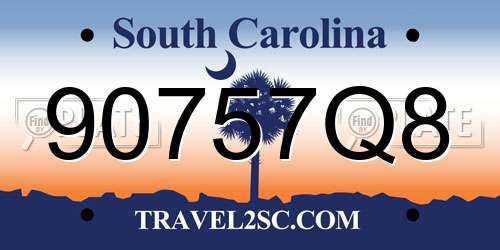 90757Q8 South Carolina License Plate