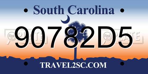 90782D5 South Carolina License Plate