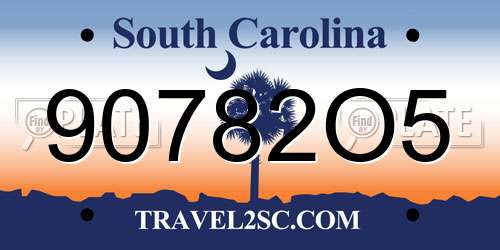 90782O5 South Carolina License Plate