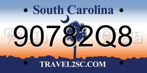 90782Q8 South Carolina License Plate