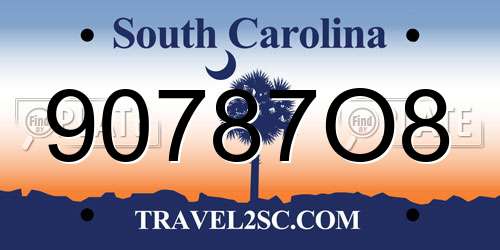 90787O8 South Carolina License Plate