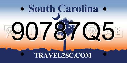 90787Q5 South Carolina License Plate