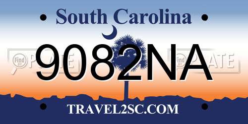 9082NA South Carolina License Plate