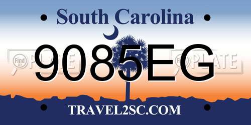 9085EG South Carolina License Plate