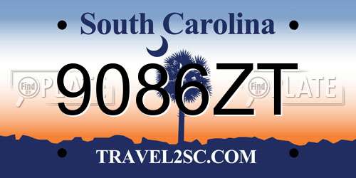 9086ZT South Carolina License Plate